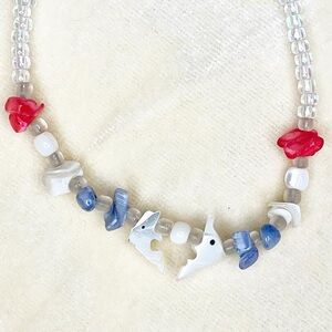 Pastel Shell Mother of Pearl Dolphin Fetish Totem Bracelet